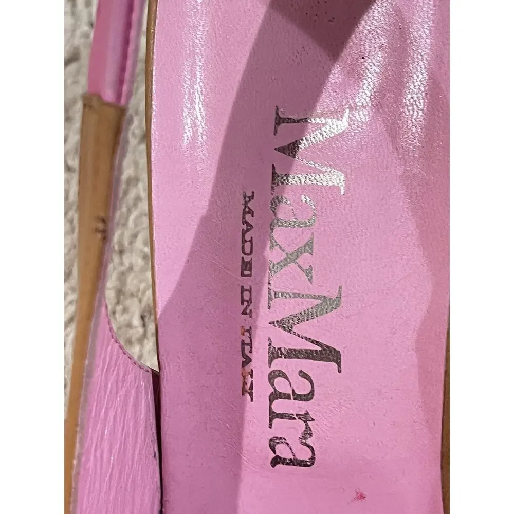 Max Mara Shoes Womens Size 8 Tan and Pink Leather Slingback Heels Italy EU 38.5 - Picture 8 of 9